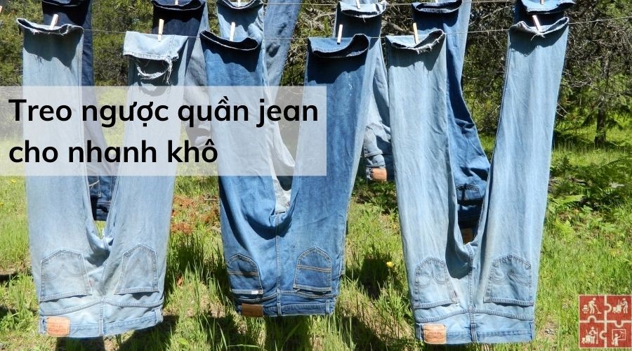 Treo ngược quần Jean cho nhanh khô