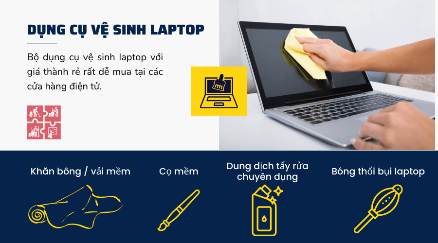 Các dụng cụ cần chuẩn bị khi tự vệ sinh laptop tại nhà