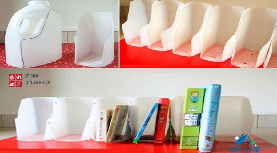 Hướng dẫn cách bước làm kệ sách từ chai nhựa