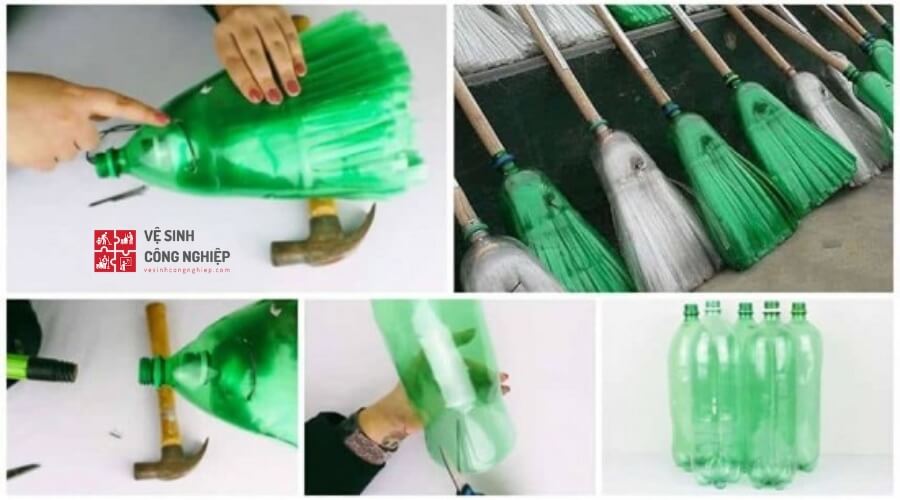 Hướng dẫn cách tái chế chai nhựa thành chổi quét nhà