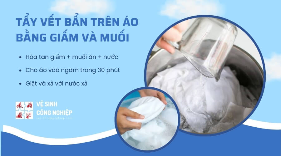 Cách tẩy vết bẩn trên áo trắng bằng giấm và muối