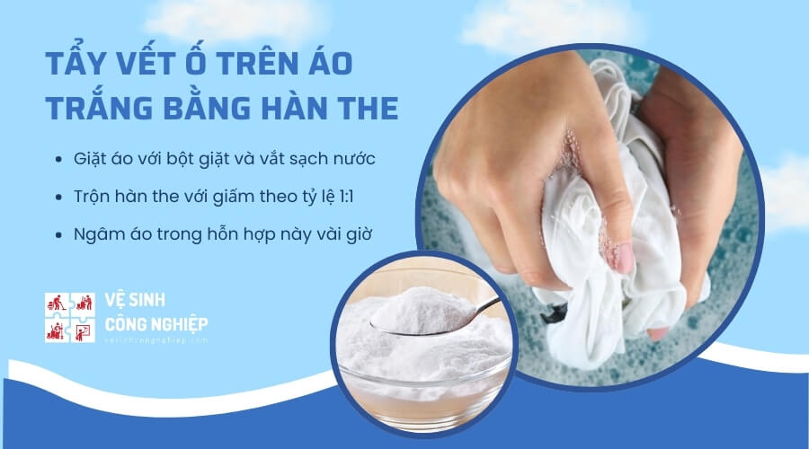 Cách tẩy vết ố trên áo trắng bằng hàn the