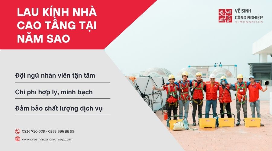 dịch vụ lau kính nhà cao tầng tại vệ sinh công nghiệp