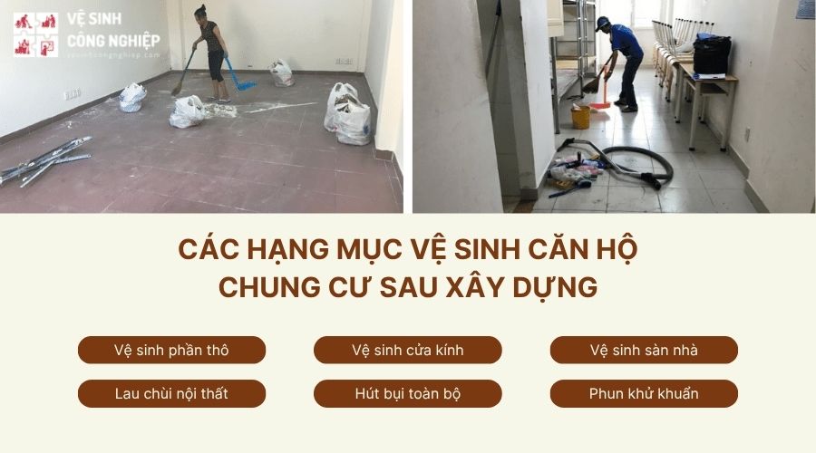 Các hạng mục vệ sinh căn hộ chung cư sau xây dựng