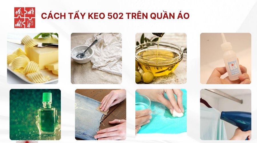 tẩy keo 502 dính trên quần áo
