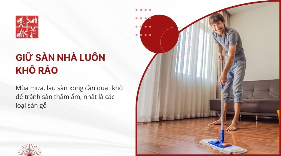 lau sàn nhà khô ráo mùa mưa
