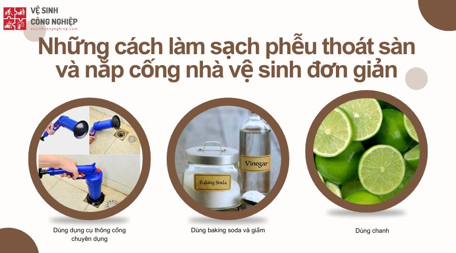 làm sạch phễu thoát sàn và nắp cống