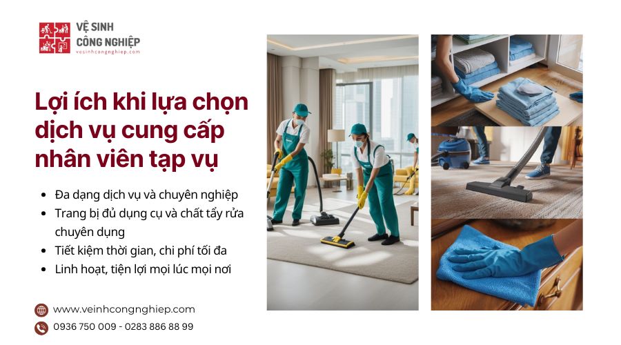 lợi ích khi sử dụng dịch vụ cung cấp nhân viên tạp vụ