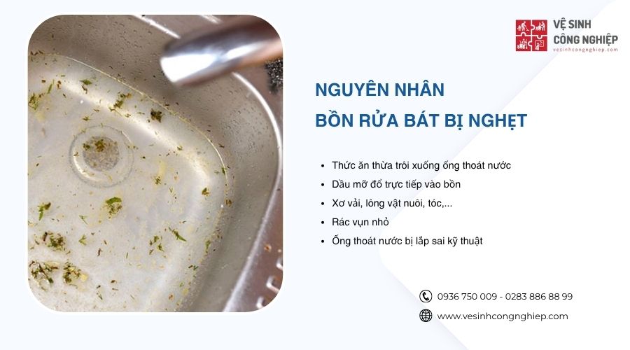 nguyên nhân bồn rửa bát bị nghẹt 