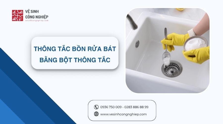thông tắc bồn rửa bát bằng bột thông tắc 