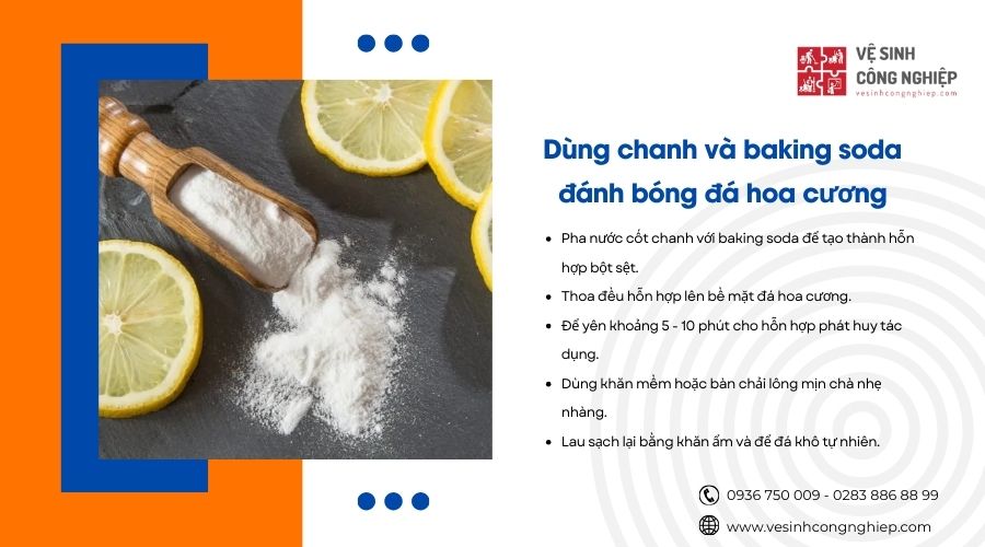 dùng chanh và baking soda đánh bóng đá hoa cương 