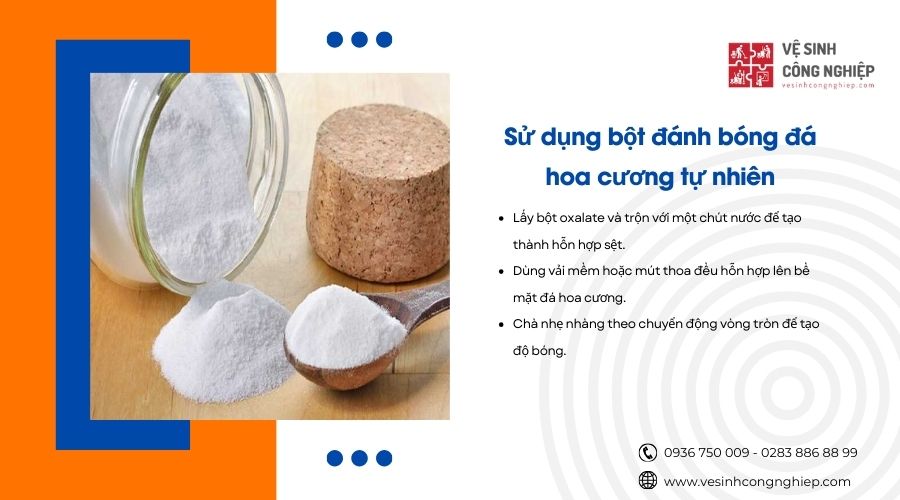 sử dụng bột đánh bóng đá hoa cương tự nhiên 