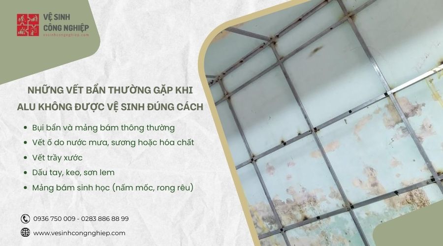 những vết bẩn thường gặp khi alu không được vệ sinh đúng cách