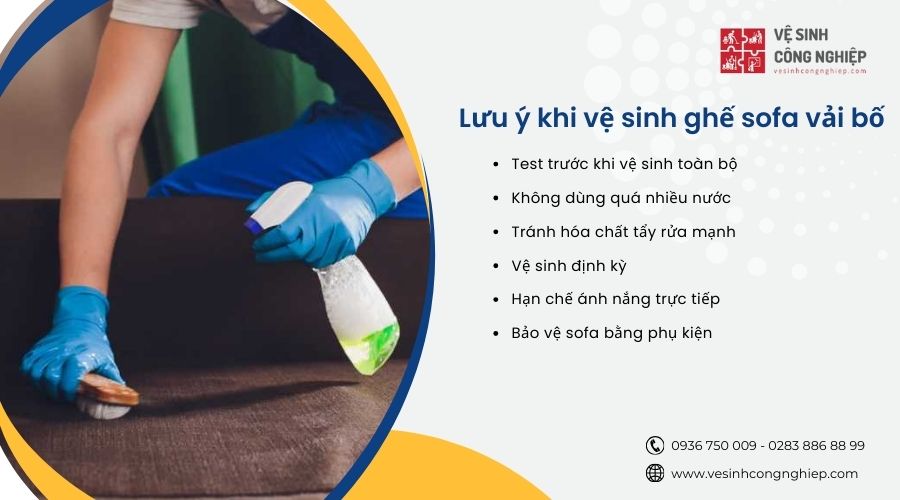 lưu ý khi vệ sinh sofa vải bố