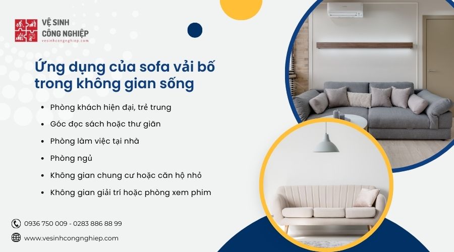 ứng dụng của sofa vải bố trong không gian sống