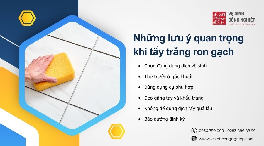 những lưu ý quan trọng khi tẩy trắng ron gạch 