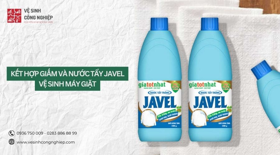 kết hợp giấm và nước tẩy javel vệ sinh máy giặt 