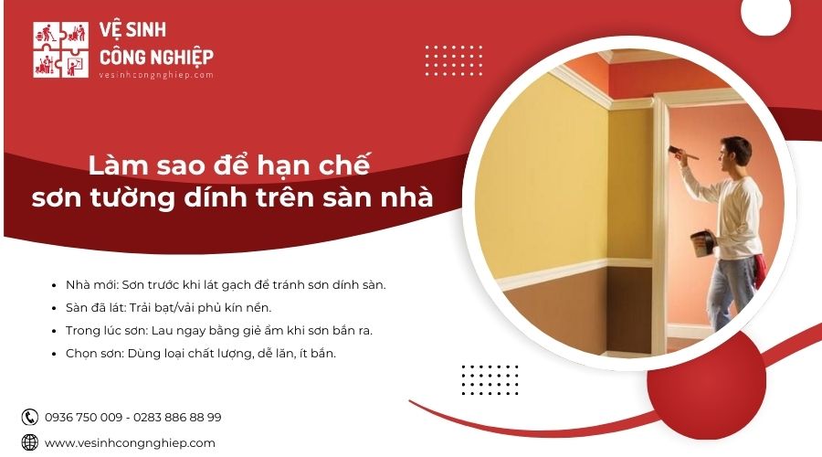 làm sao để hạn chế sơn tường dính trên sàn nhà