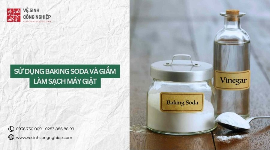 sử dụng baking soda và giấm làm sạch máy giặt 