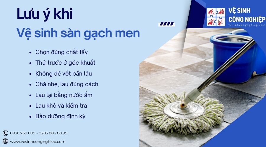lưu ý khi vệ sinh sàn gạch men 