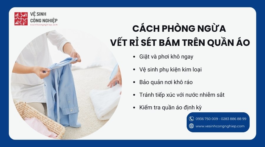cách phòng ngừa vết rỉ sét bám trên quần áo 
