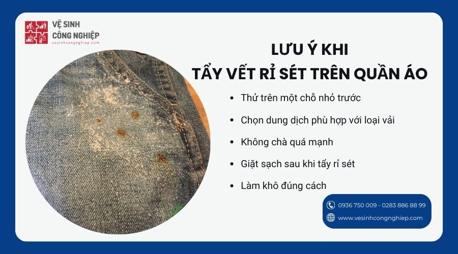 lưu ý khi tẩy vết rỉ sét trên quần áo 