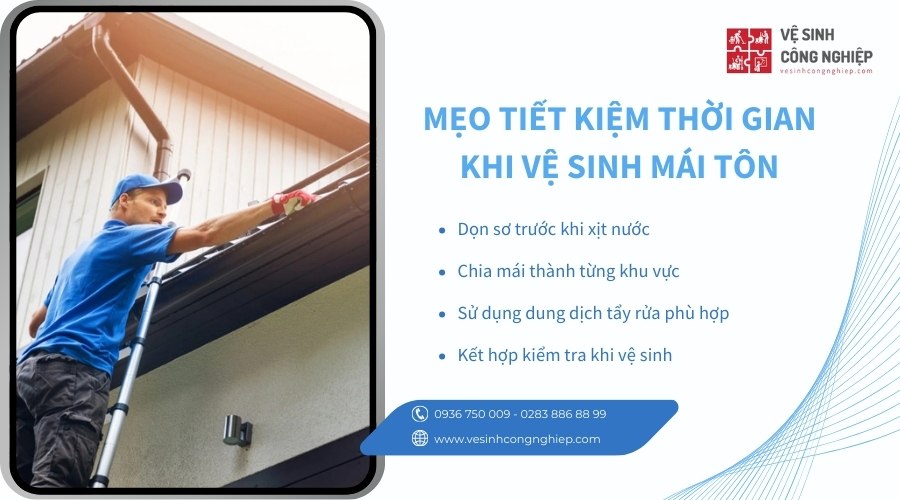 mẹo tiết kiệm thời gian khi vệ sinh mái tôn 