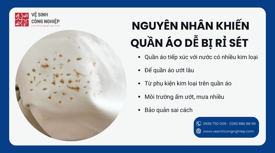 nguyên nhân khiến quần áo bị rỉ sét