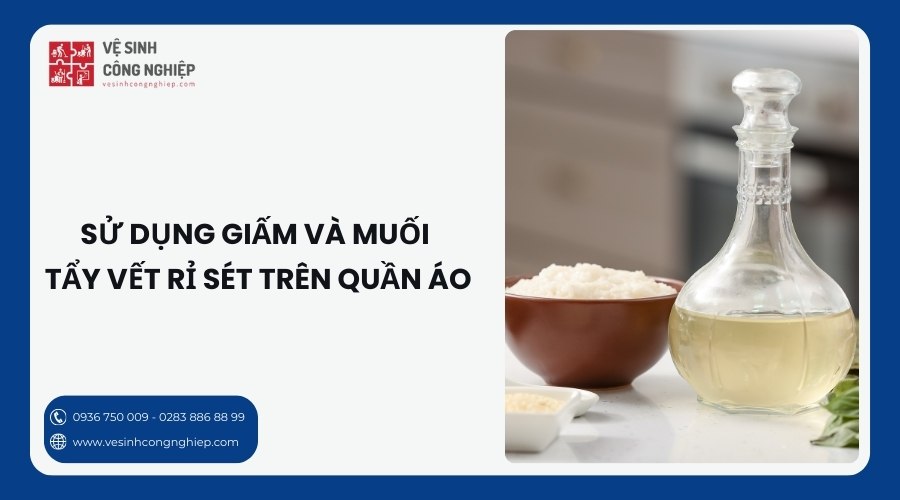 sử dụng giẩm và muối tẩy vết rỉ sét trên quần áo 