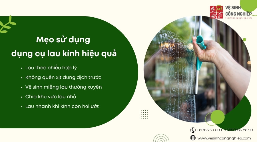 mẹo sử dụng dụng cụ lau kính hiệu quả