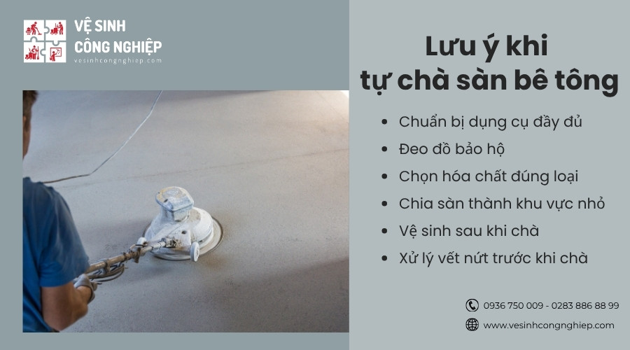 lưu ý khi tự chà sàn bê tông