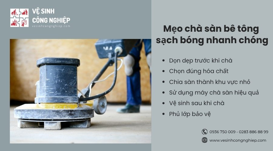 mẹo chà sàn bê tông sạch bóng nhanh chóng 