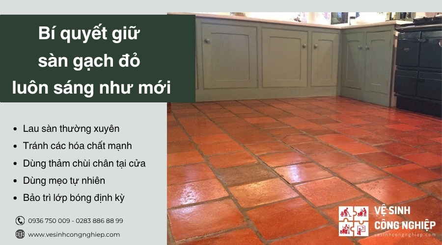 bí quyết giữ sàn gạch đỏ như mới