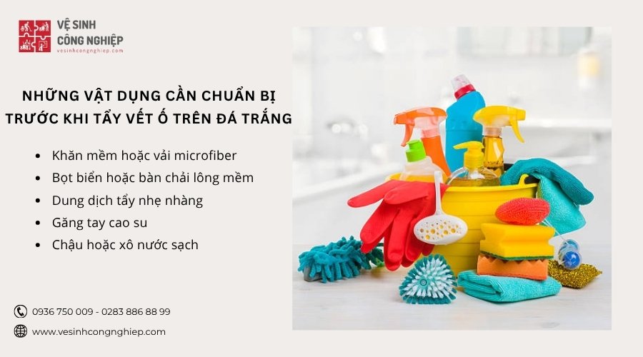 vật dụng tấy vết ố trên đá trắng 
