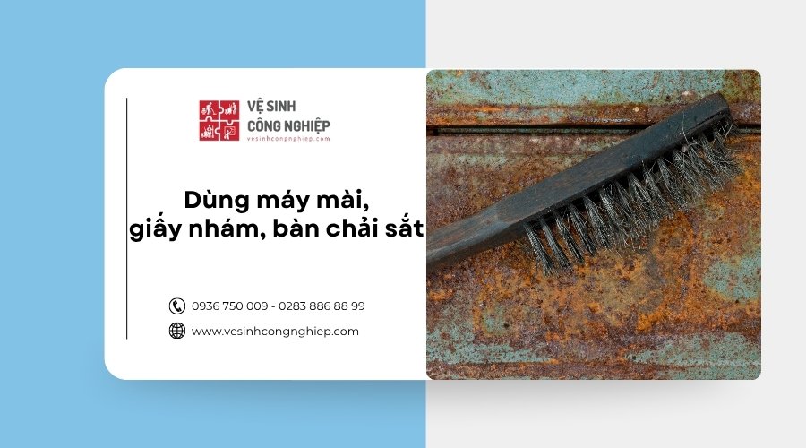 tẩy sơn xịt trên sắt bằng tẩy cơ học 