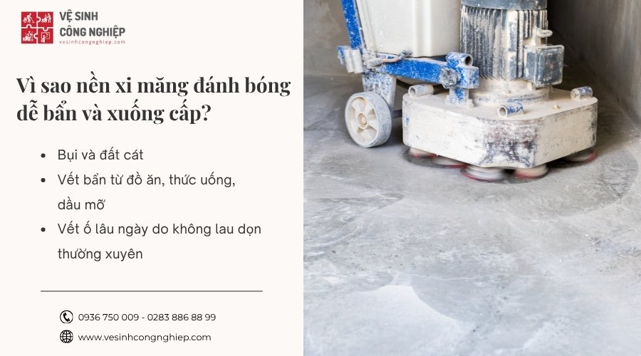 vì sao cần vệ sinh nền xi măng đánh bóng 