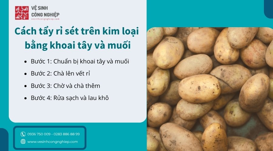 tẩy rỉ sét trên kim loại bằng khoai tây và muối