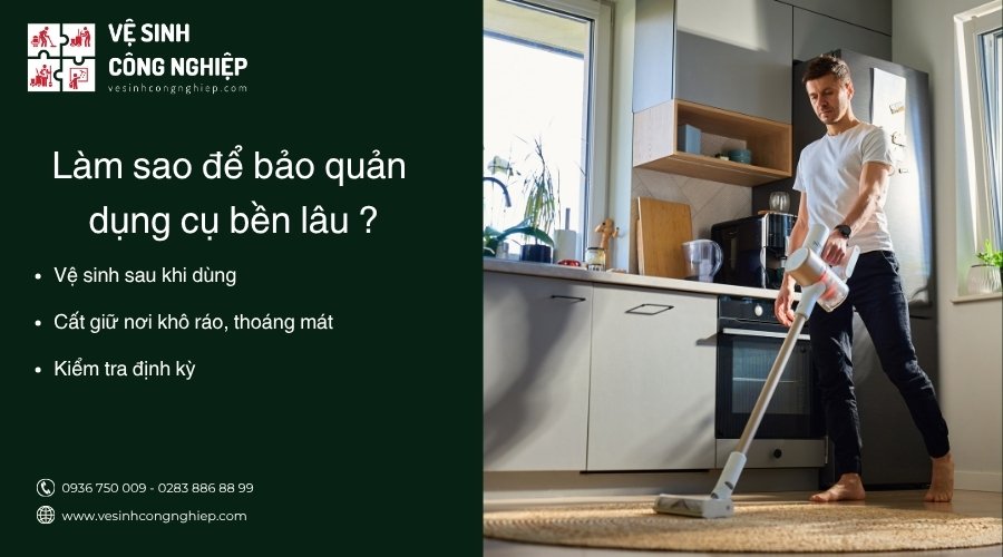 bảo quản dụng cụ làm sạch thảm 