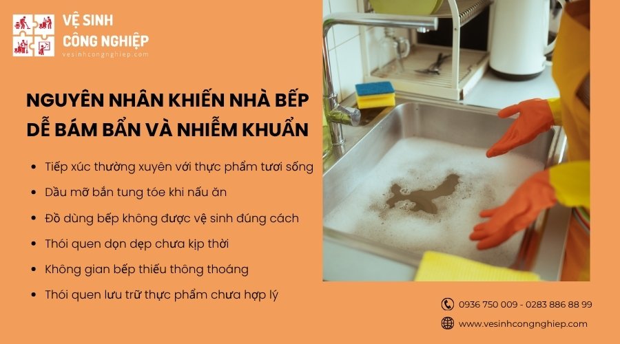 nguyên nhân khiến nhà bếp dễ bám bẫn