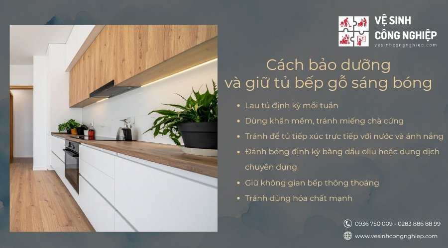 cách bảo dưỡng và giữ tủ bếp gỗ sáng bóng