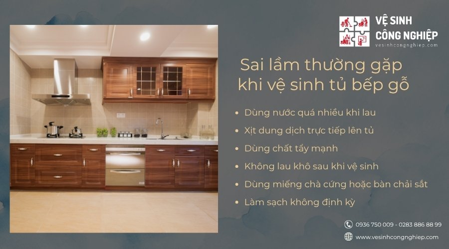 lỗi thường gặp khih vệ sinh tủ bếp gỗ