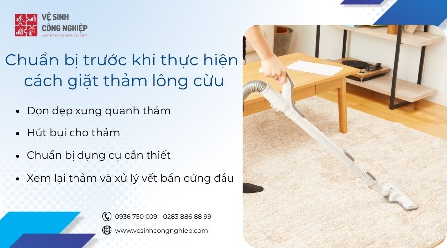 chuẩn bị trước khi giặt thảm lông cừu