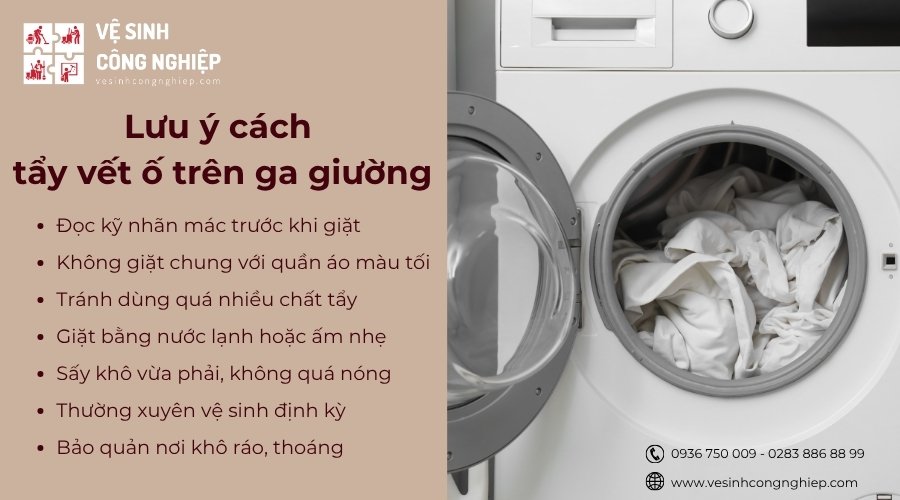 lưu ý cách tẩy vết ố trên ga giường