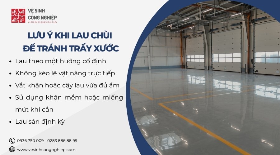 lưu ý khi lau chùi sàn epoxy 