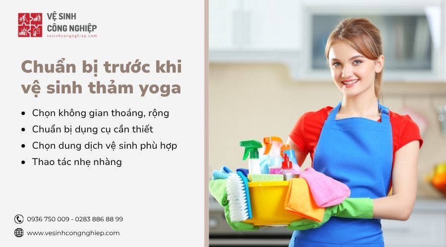chuẩn bị trước khi vệ sinh thảm yoga