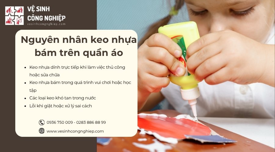 nguyên nhân keo nhựa bám trên quần áo 