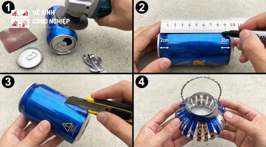 Làm lồng đèn từ vỏ lon cũ