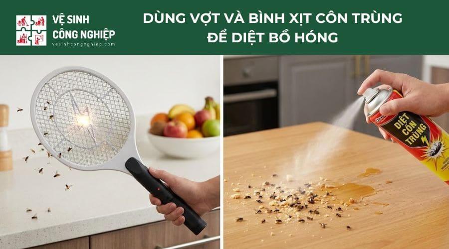 Cách diệt bồ hóng bằng vợt điện và bình xịt côn trùng