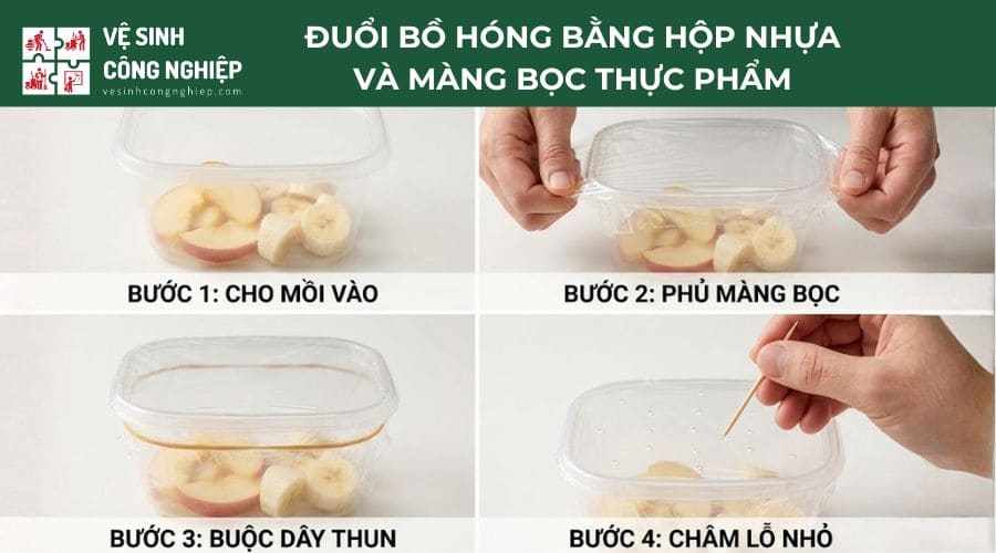 Cách đuổi bồ hóng bằng hộp nhựa và màng bọc thực phẩm