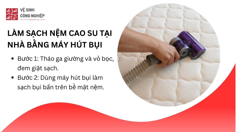 Làm sạch nệm cao su tại nhà bằng máy hút bụi